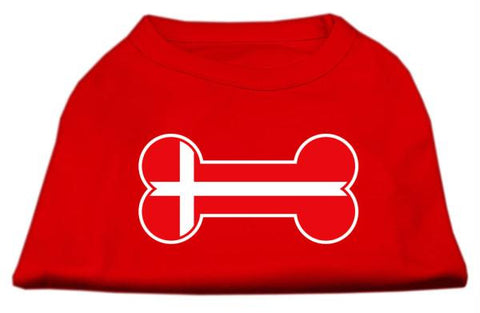 Bone Shaped Denmark Flag Screen Print Shirts Red L (14)