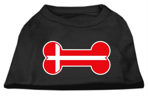 Bone Shaped Denmark Flag Screen Print Shirts Black S (10)