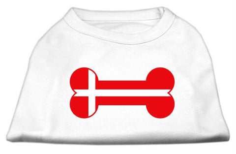 Bone Shaped Denmark Flag Screen Print Shirts White S (10)