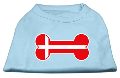 Bone Shaped Denmark Flag Screen Print Shirts Baby Blue XL (16)