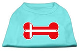 Bone Shaped Denmark Flag Screen Print Shirts Aqua XS (8)