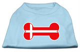 Bone Shaped Denmark Flag Screen Print Shirts Baby Blue XS (8)