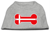 Bone Shaped Denmark Flag Screen Print Shirts Grey XS (8)