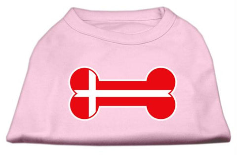 Bone Shaped Denmark Flag Screen Print Shirts Light Pink XS (8)