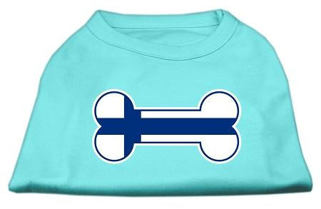 Bone Shaped Finland Flag Screen Print Shirts Aqua XS (8)