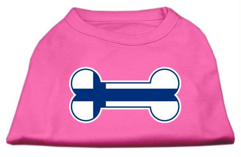 Bone Shaped Finland Flag Screen Print Shirts Bright Pink XS (8)