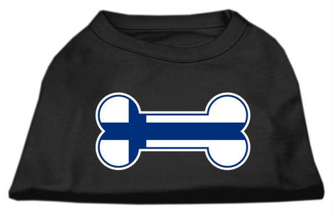 Bone Shaped Finland Flag Screen Print Shirts Black XXXL(20)