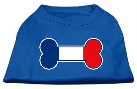 Bone Shaped France Flag Screen Print Shirts Blue Lg (14)