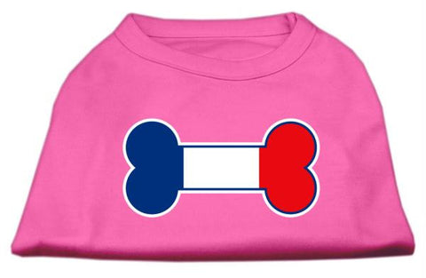 Bone Shaped France Flag Screen Print Shirts Bright Pink L (14)