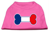 Bone Shaped France Flag Screen Print Shirts Bright Pink XL (16)