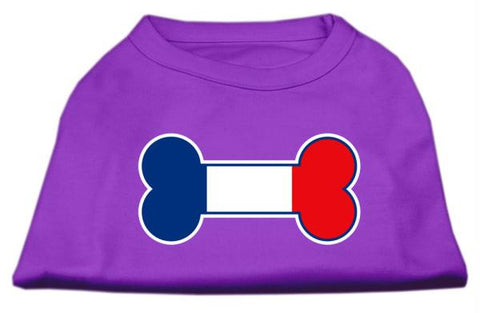 Bone Shaped France Flag Screen Print Shirts Purple XL (16)