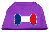 Bone Shaped France Flag Screen Print Shirts Purple XS (8)