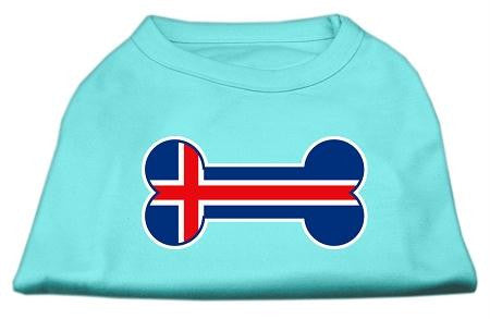 Bone Shaped Iceland Flag Screen Print Shirts Aqua L (14)