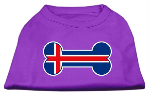 Bone Shaped Iceland Flag Screen Print Shirts Purple L (14)