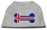 Bone Shaped Iceland Flag Screen Print Shirts Grey M (12)