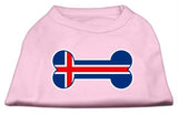 Bone Shaped Iceland Flag Screen Print Shirts Light Pink M (12)