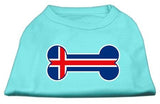 Bone Shaped Iceland Flag Screen Print Shirts Aqua S (10)