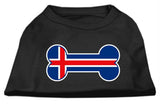 Bone Shaped Iceland Flag Screen Print Shirts Black XS (8)