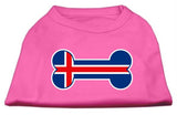 Bone Shaped Iceland Flag Screen Print Shirts Bright Pink XS (8)