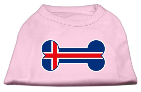 Bone Shaped Iceland Flag Screen Print Shirts Light Pink XS (8)