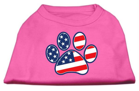 Patriotic Paw Screen Print Shirts Bright Pink L (14)