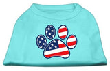 Patriotic Paw Screen Print Shirts Aqua M (12)