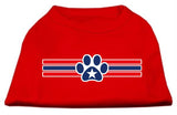 Patriotic Star Paw Screen Print Shirts Red L (14)