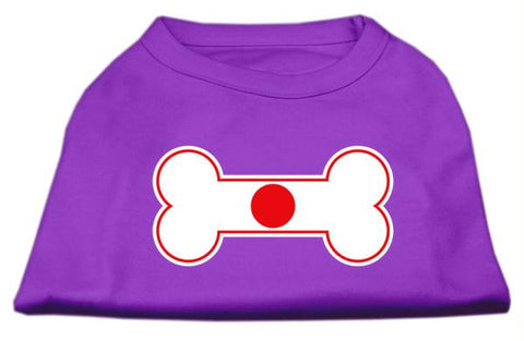 Bone Shaped Japan Flag Screen Print Shirts Purple L (14)