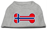 Bone Shaped Norway Flag Screen Print Shirts Grey L (14)