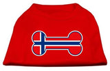 Bone Shaped Norway Flag Screen Print Shirts Red L (14)