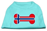 Bone Shaped Norway Flag Screen Print Shirts Aqua XL (16)