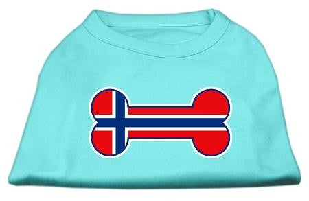 Bone Shaped Norway Flag Screen Print Shirts Aqua XS (8)