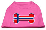 Bone Shaped Norway Flag Screen Print Shirts Bright Pink XS (8)