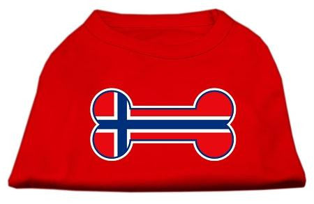 Bone Shaped Norway Flag Screen Print Shirts Red XS (8)