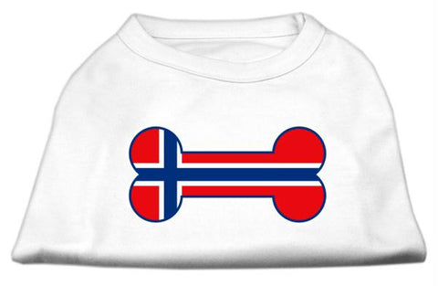 Bone Shaped Norway Flag Screen Print Shirts White XS (8)