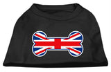 Bone Shaped United Kingdom (Union Jack) Flag Screen Print Shirts Black L (14)