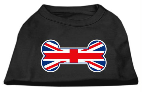 Bone Shaped United Kingdom (Union Jack) Flag Screen Print Shirts Black L (14)