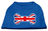 Bone Shaped United Kingdom (Union Jack) Flag Screen Print Shirts Blue Sm (10)