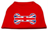 Bone Shaped United Kingdom (Union Jack) Flag Screen Print Shirts Red S (10)