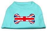 Bone Shaped United Kingdom (Union Jack) Flag Screen Print Shirts Aqua XL (16)