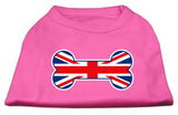 Bone Shaped United Kingdom (Union Jack) Flag Screen Print Shirts Bright Pink XS (8)