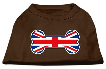 Bone Shaped United Kingdom (Union Jack) Flag Screen Print Shirts Brown XS (8)