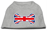 Bone Shaped United Kingdom (Union Jack) Flag Screen Print Shirts Grey XXL (18)