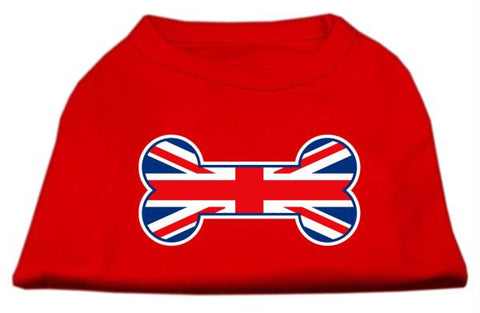 Bone Shaped United Kingdom (Union Jack) Flag Screen Print Shirts Red XXXL(20)