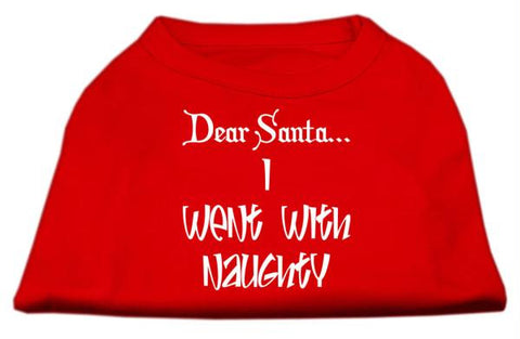 Dear Santa I Went with Naughty Screen Print Shirts Red XS (8)