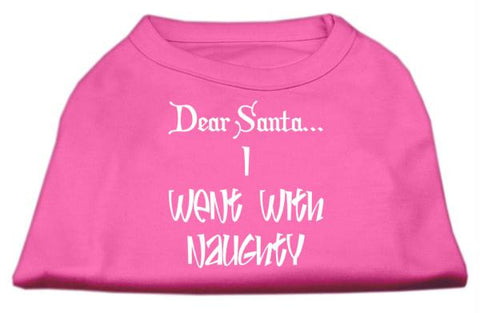 Dear Santa I Went with Naughty Screen Print Shirts Bright Pink XXXL (20)