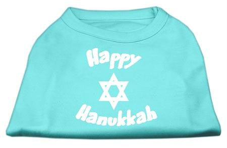 Happy Hanukkah Screen Print Shirt Aqua Lg (14)