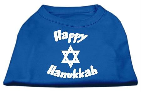 Happy Hanukkah Screen Print Shirt Blue Med (12)