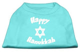 Happy Hanukkah Screen Print Shirt Aqua XS (8)