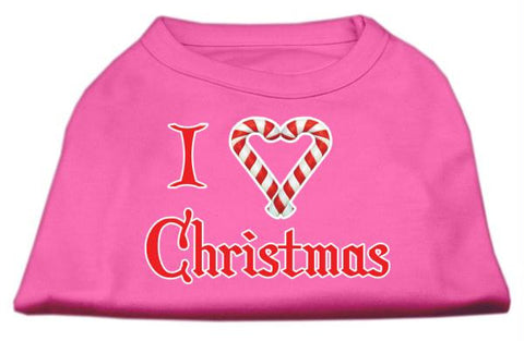 I Heart Christmas Screen Print Shirt  Bright Pink XS (8)